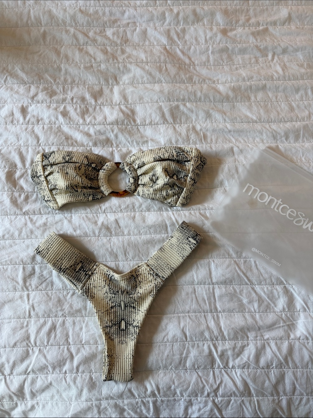 Montce Cream Snake-Print Bikini set
